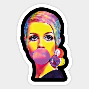 Girl with gum retro Sticker